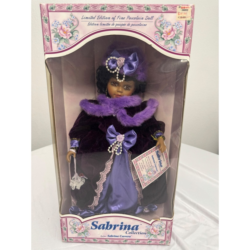 Sabrina Carrera Porcelain Doll 2001 Limited Edition Purple Velvet Gown 18 inch